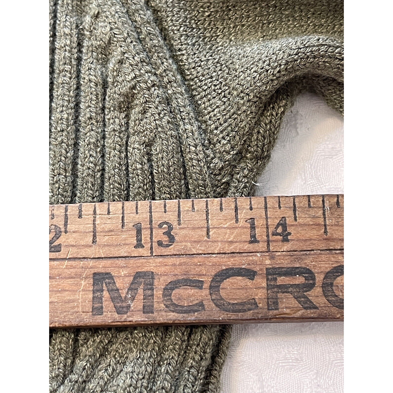 Shop Stevie Sweater Geometric Ribbed Olive Short Puffed Sleeve Feminine L — image 8 of 8